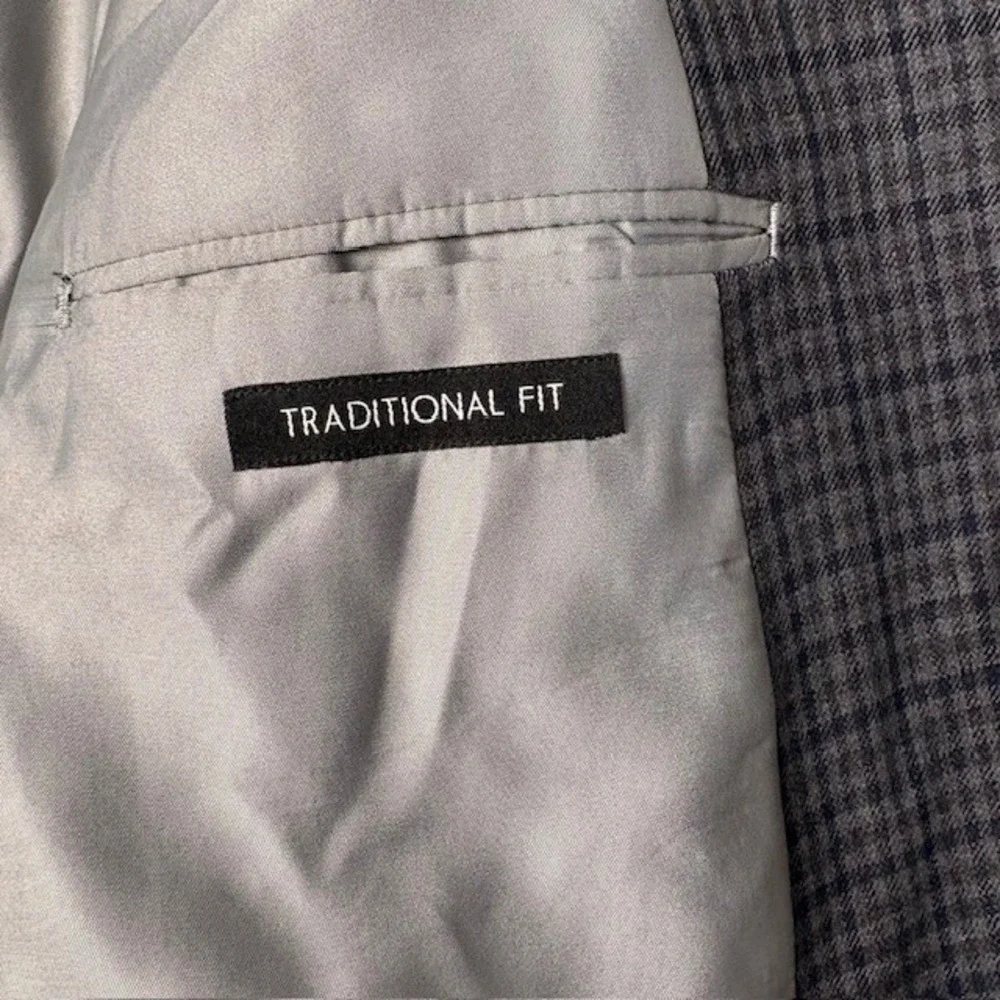 JOS A BANK Mens 46‎ Regular Executive Wool Polyester Blend Plaid Blazer Jacket